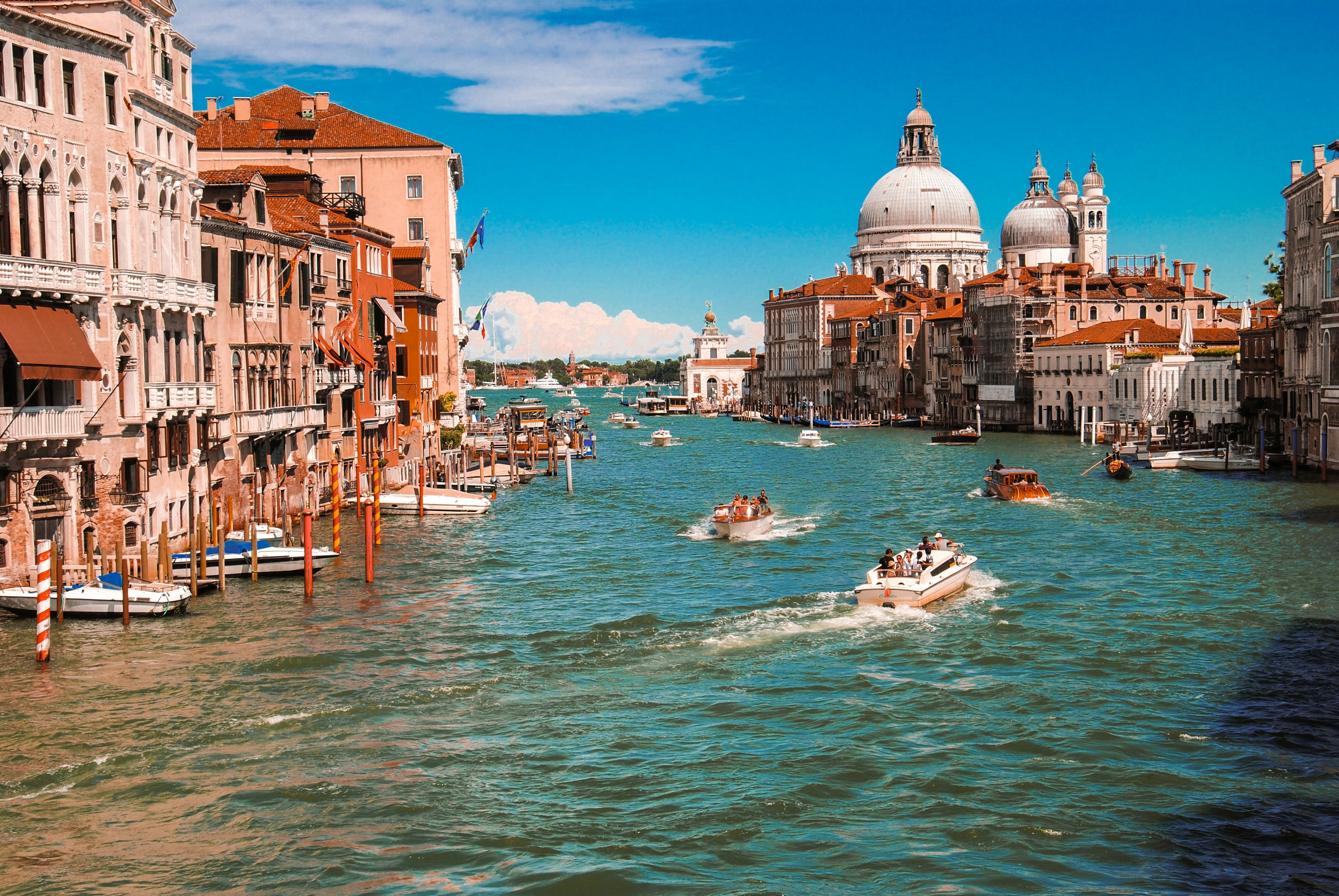 Boats on the Grand Canal with the Salute beyond
