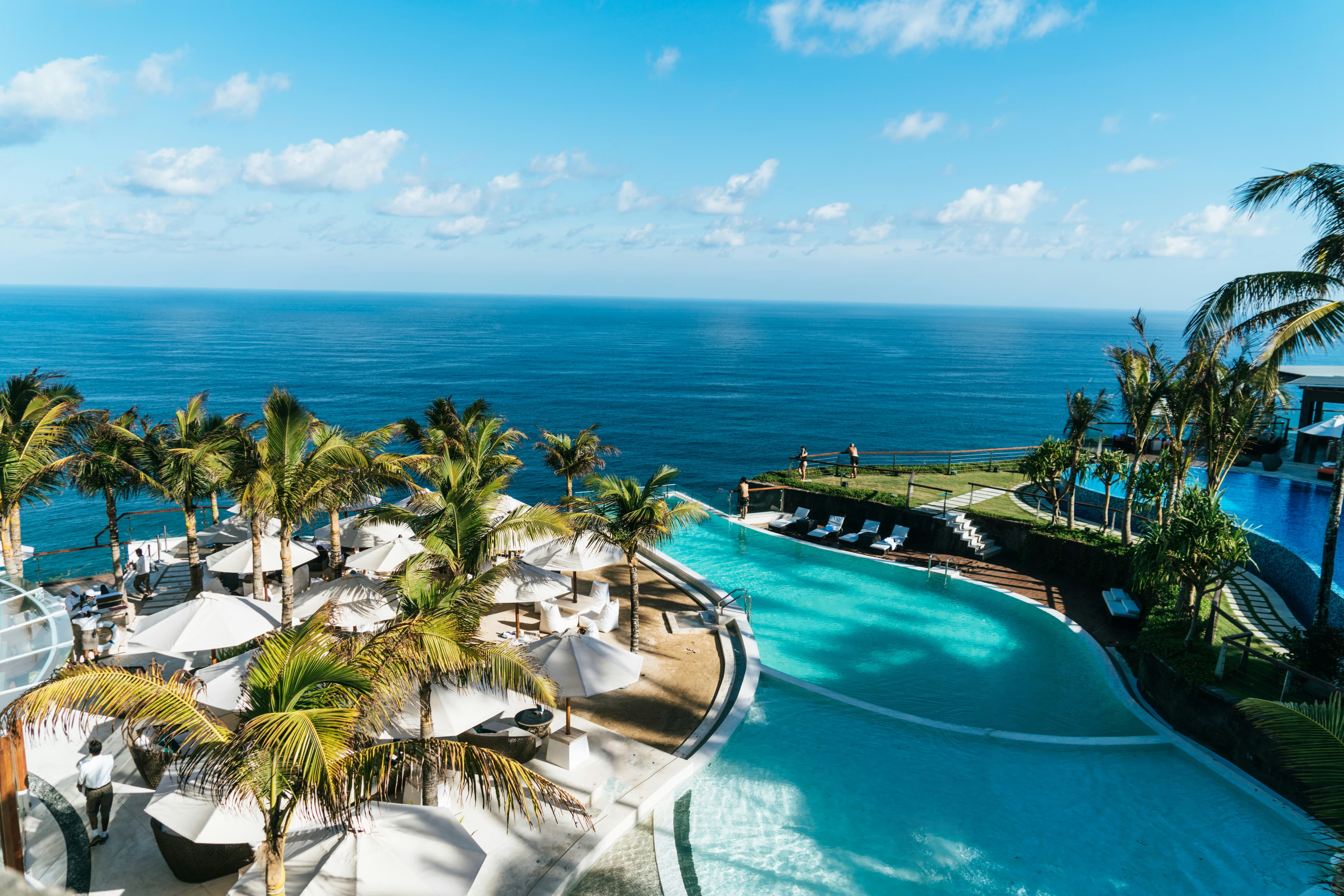 A clifftop resort pool overlooking the ocean