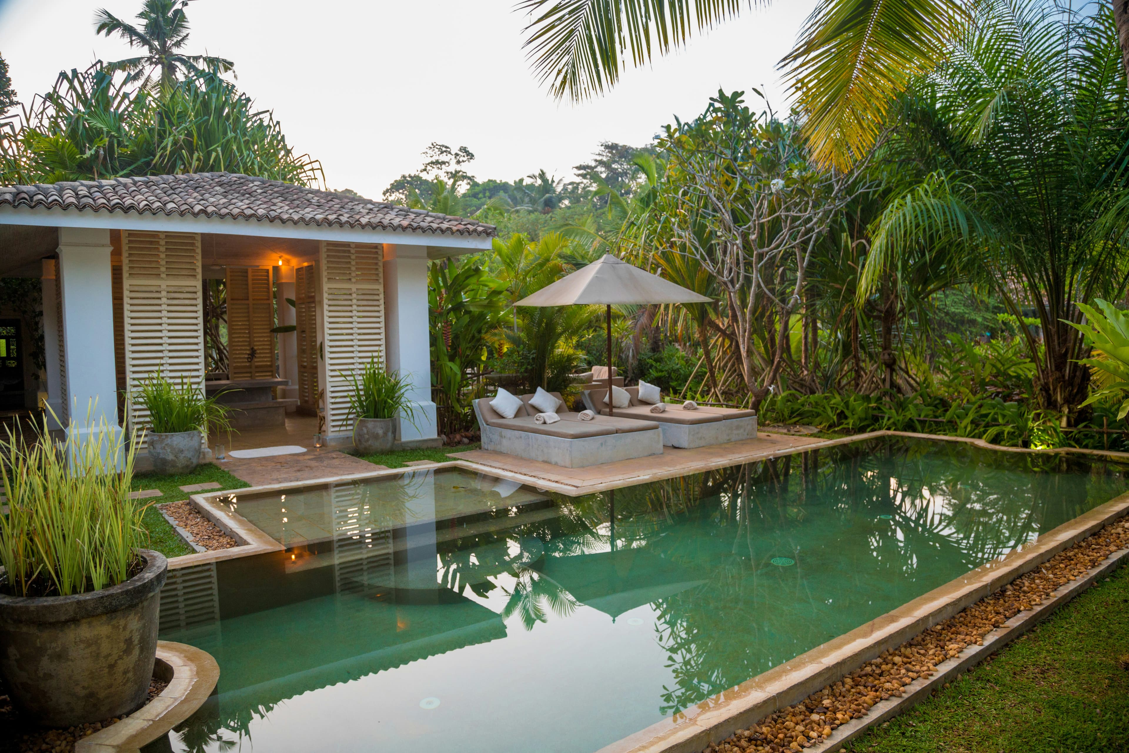 A private pool villa among tropical gardens