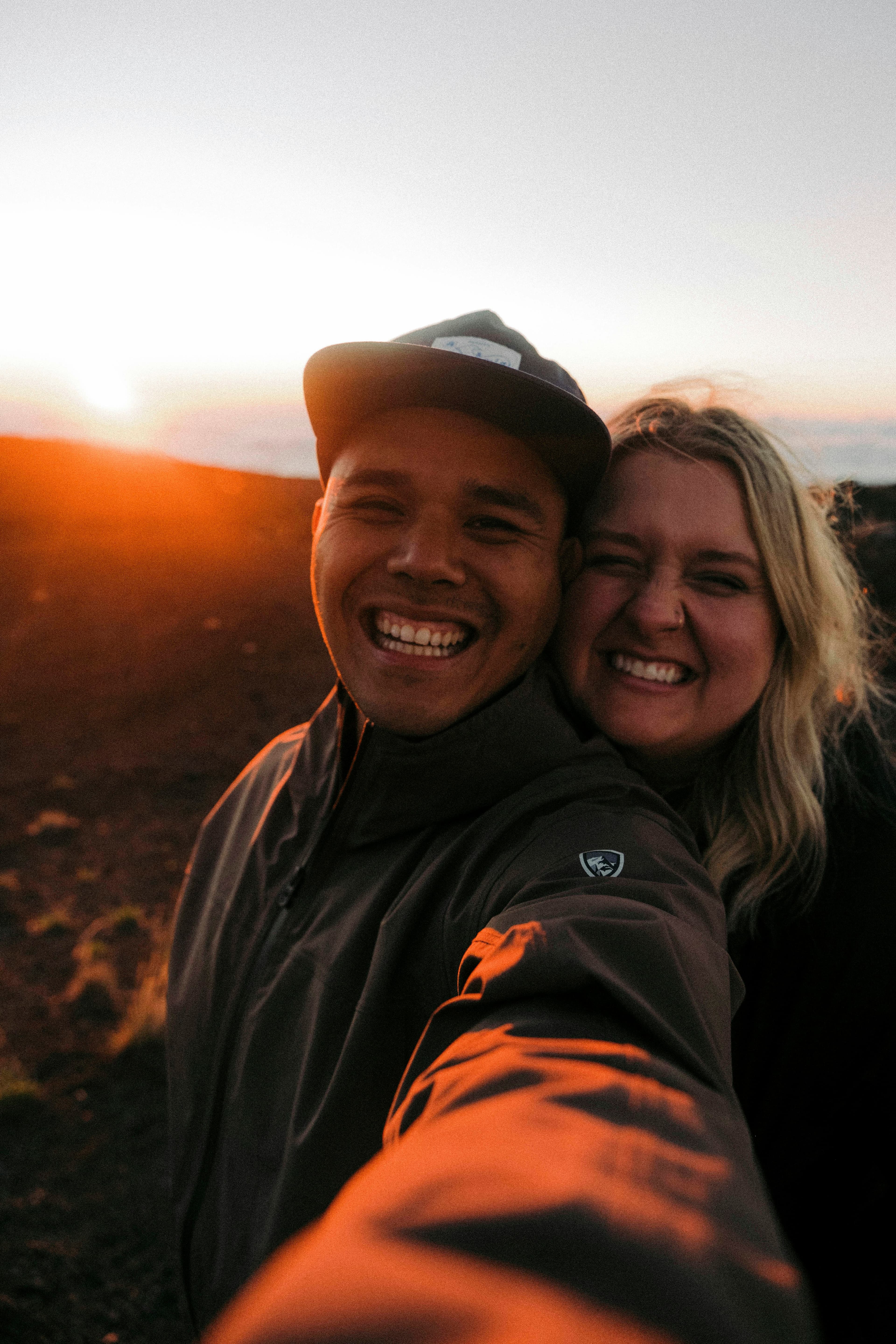 A man and a woman taking a selfie